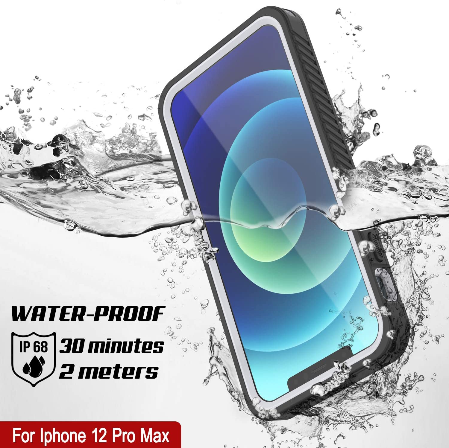 iPhone 12 Pro Max Waterproof Case, Punkcase [Extreme Series] Armor Cover W/ Built In Screen Protector [White]