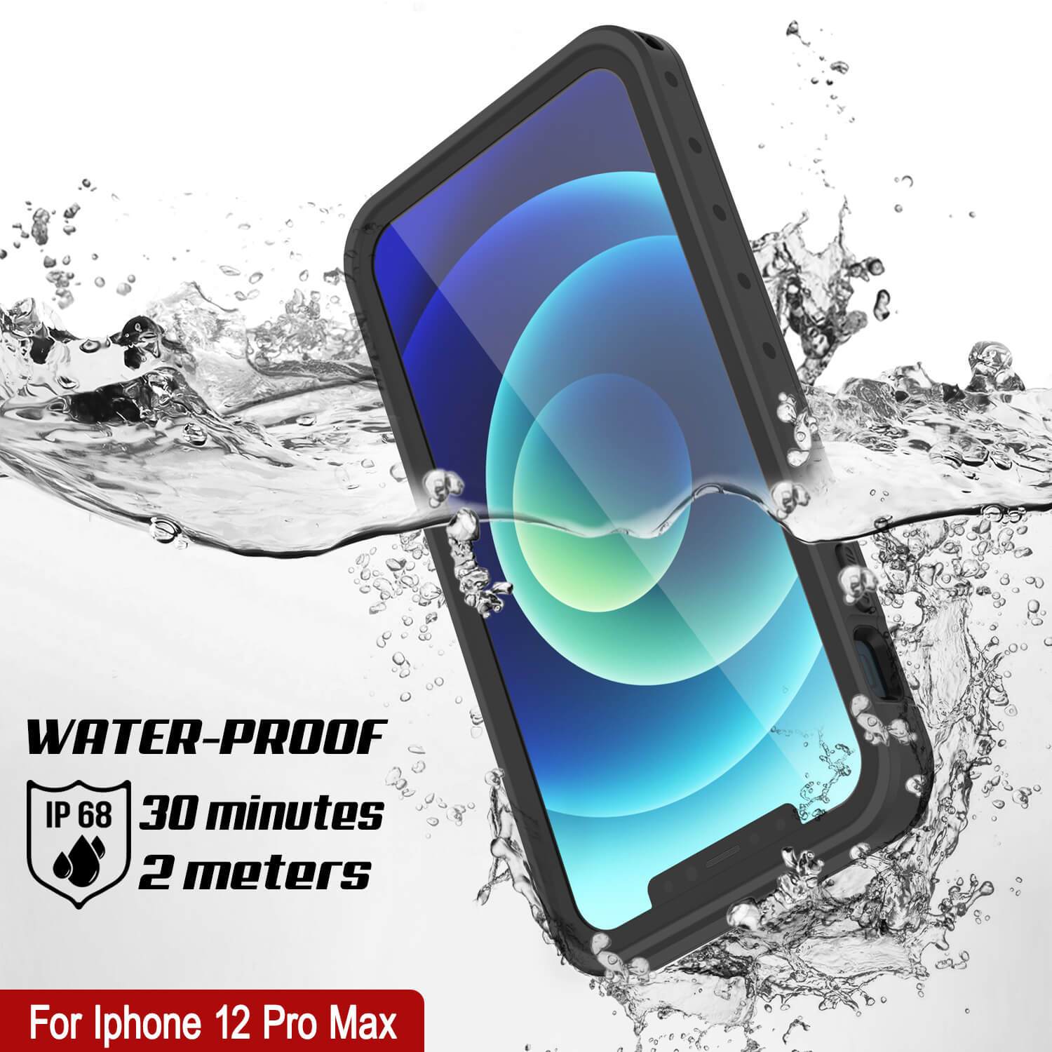 iPhone 12 Pro Max Waterproof IP68 Case, Punkcase [Black] [StudStar Series] [Slim Fit]