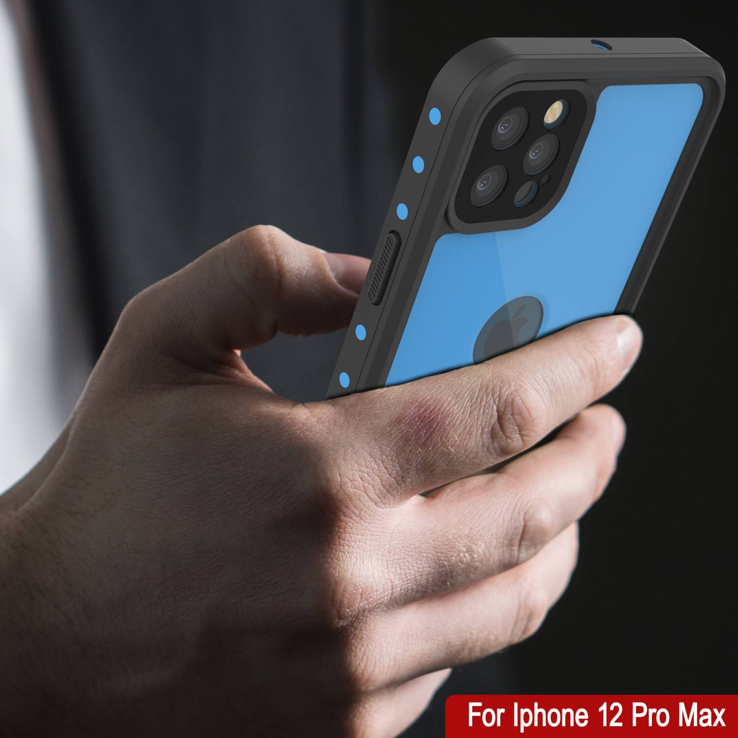 iPhone 12 Pro Max Waterproof IP68 Case, Punkcase [Light blue] [StudStar Series] [Slim Fit] [Dirtproof]