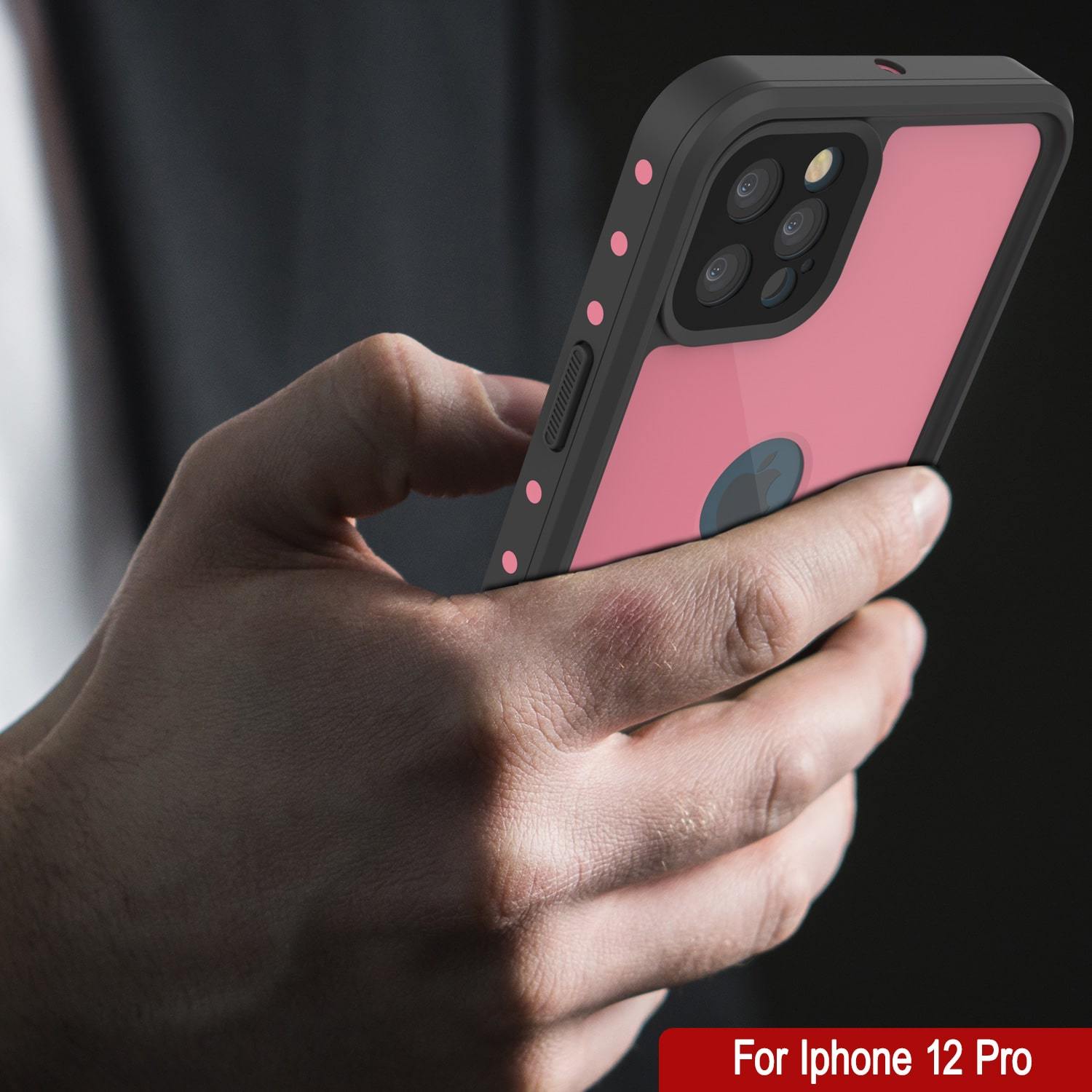 iPhone 12 Pro Waterproof IP68 Case, Punkcase [Pink] [StudStar Series] [Slim Fit] [Dirtproof]
