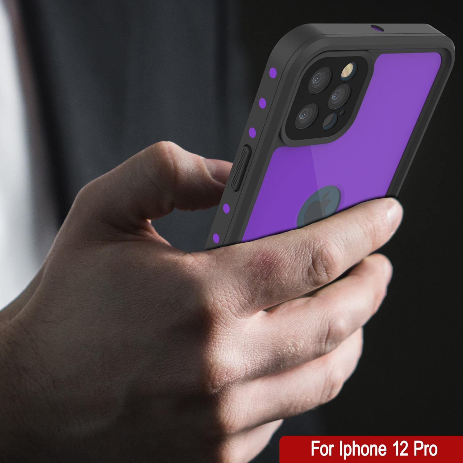 iPhone 12 Pro Waterproof IP68 Case, Punkcase [Purple] [StudStar Series] [Slim Fit] [Dirtproof]