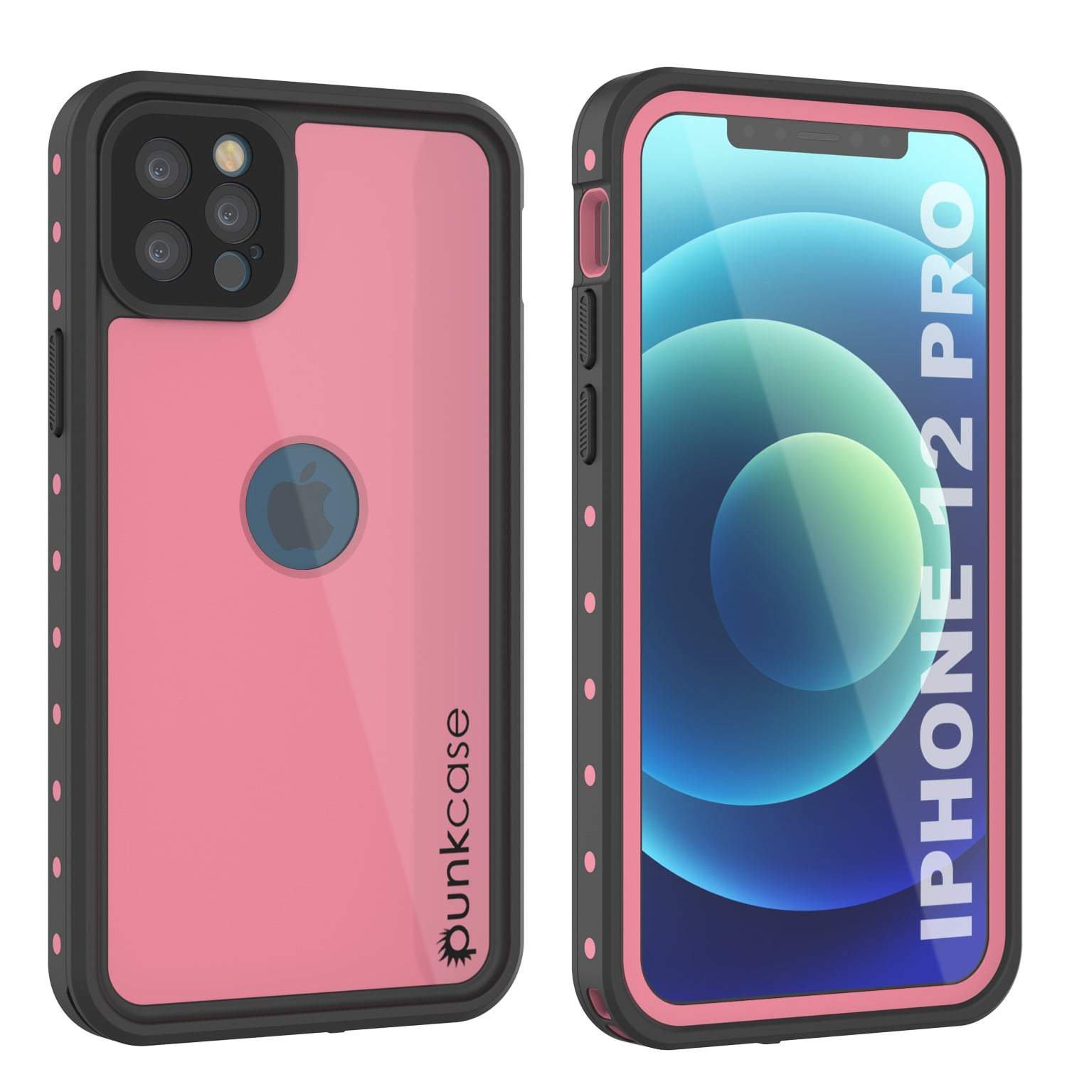 iPhone 12 Pro Waterproof IP68 Case, Punkcase [Pink] [StudStar Series] [Slim Fit] [Dirtproof]