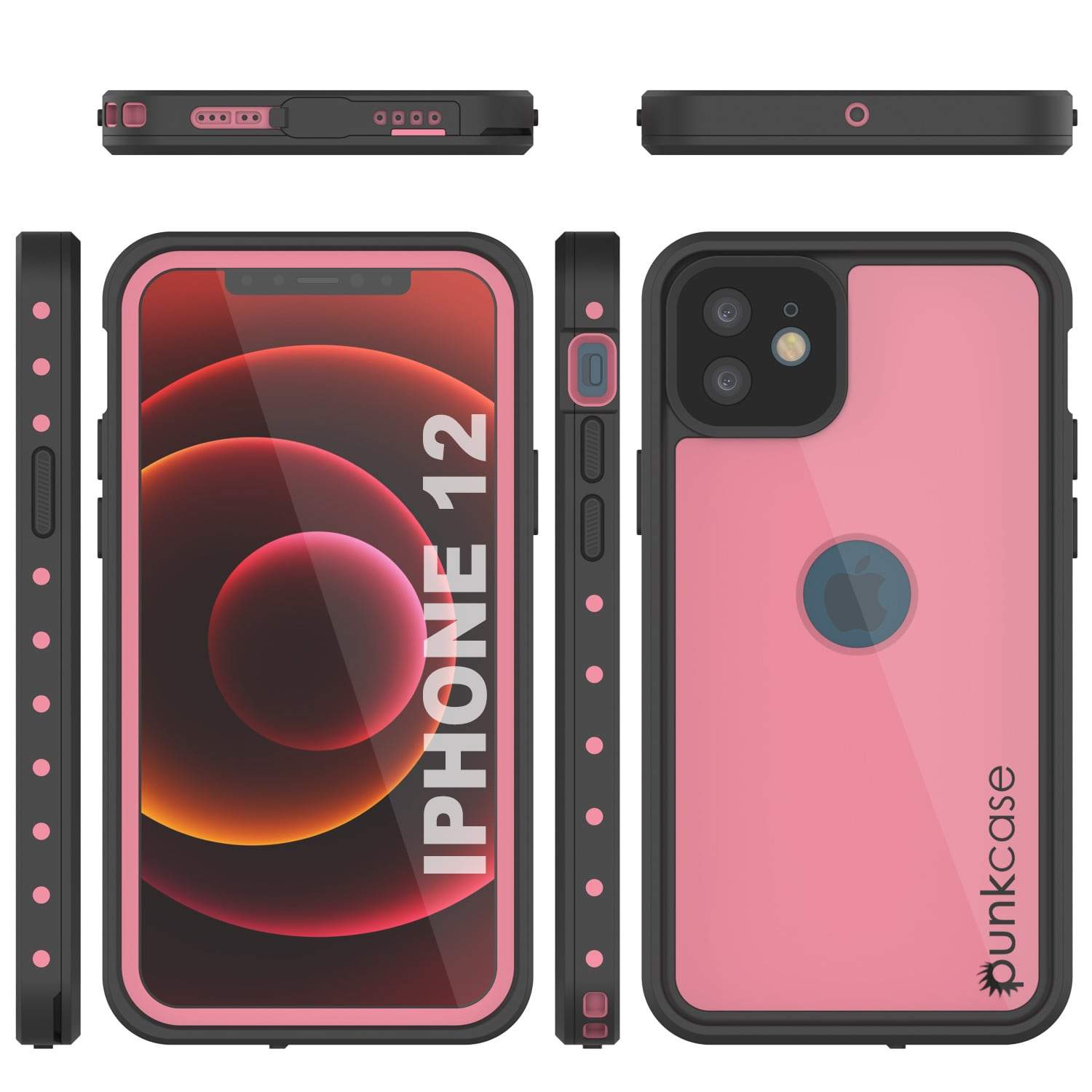 iPhone 12 Waterproof IP68 Case, Punkcase [Pink] [StudStar Series] [Slim Fit] [Dirtproof]