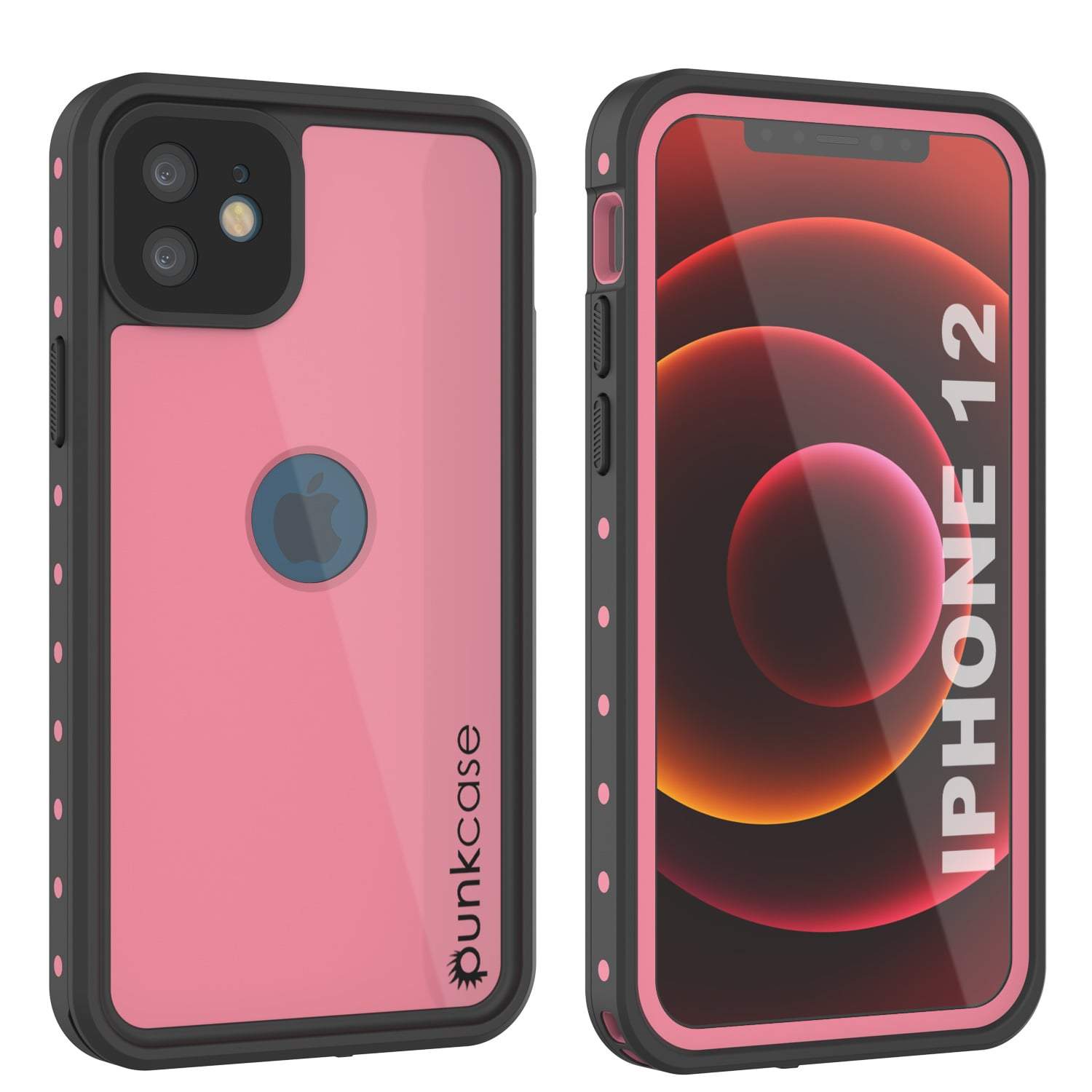 iPhone 12 Waterproof IP68 Case, Punkcase [Pink] [StudStar Series] [Slim Fit] [Dirtproof]
