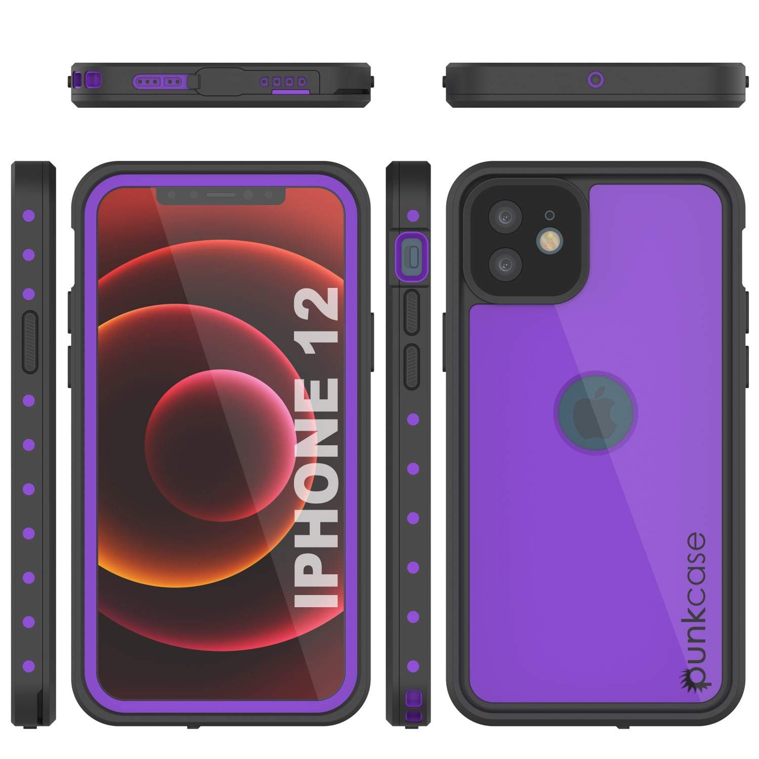 iPhone 12 Waterproof IP68 Case, Punkcase [Purple] [StudStar Series] [Slim Fit] [Dirtproof]