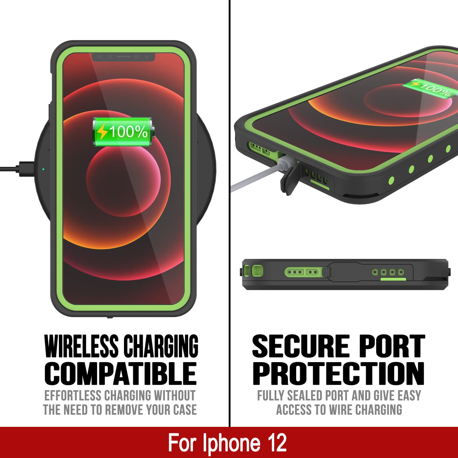 iPhone 12 Waterproof IP68 Case, Punkcase [Light green] [StudStar Series] [Slim Fit] [Dirtproof]