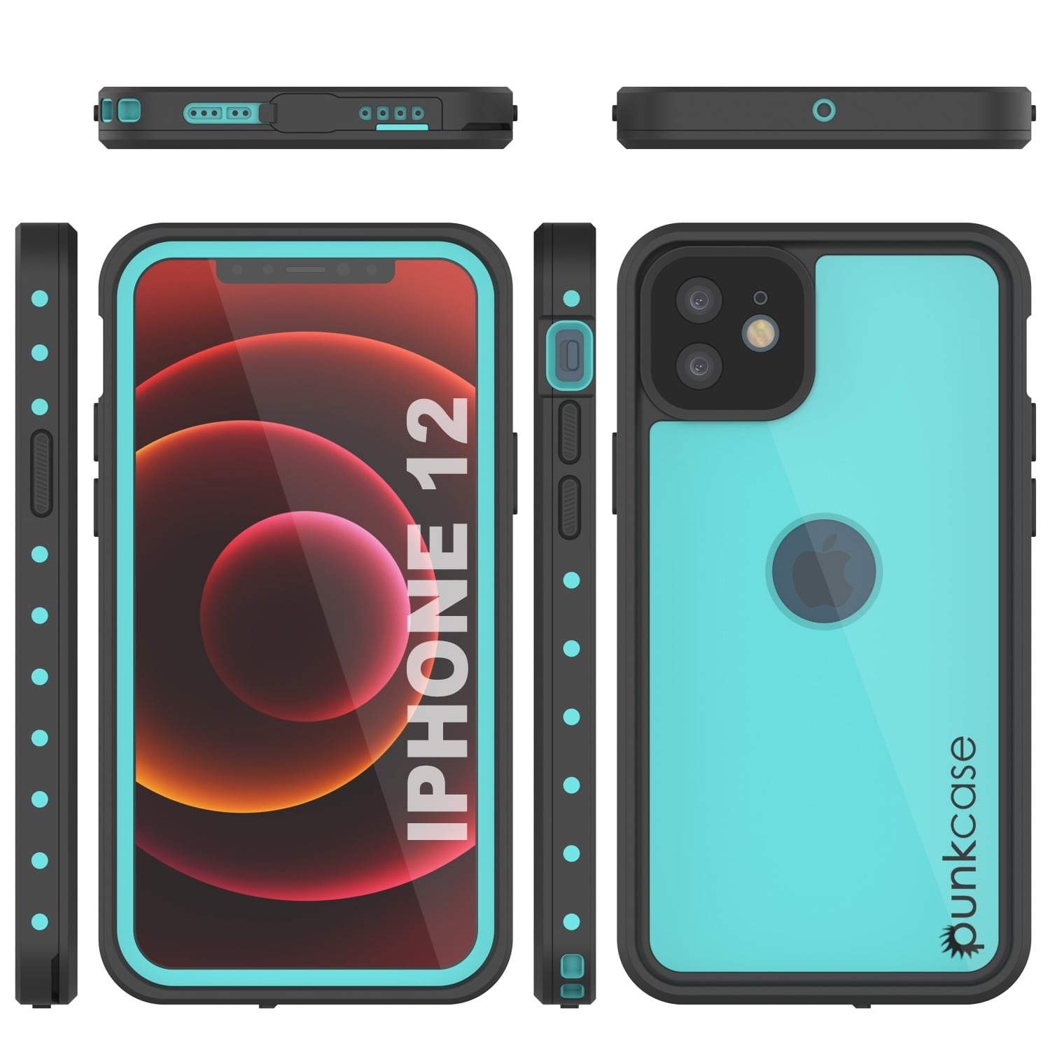 iPhone 12 Waterproof IP68 Case, Punkcase [Teal] [StudStar Series] [Slim Fit]