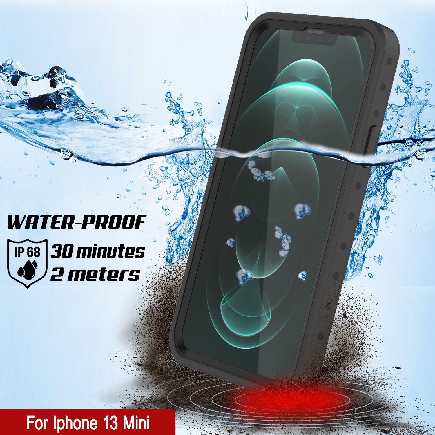 iPhone 13 Mini Waterproof IP68 Case, Punkcase [Clear] [StudStar Series] [Slim Fit] [Dirtproof]
