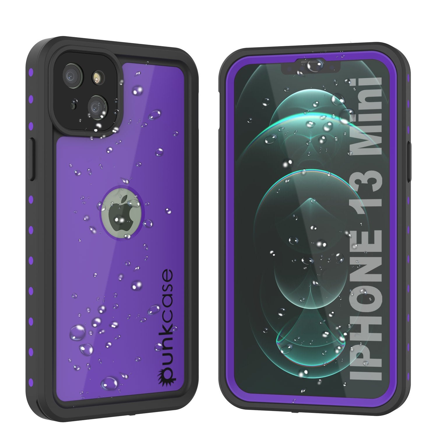iPhone 13 Mini Waterproof IP68 Case, Punkcase [Purple] [StudStar Series] [Slim Fit] [Dirtproof]