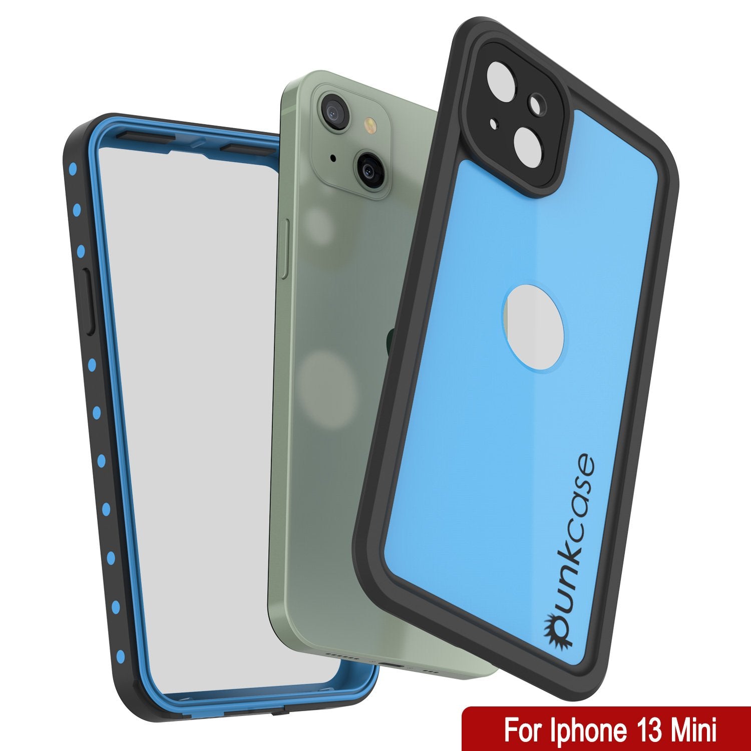 iPhone 13 Mini Waterproof IP68 Case, Punkcase [Light blue] [StudStar Series] [Slim Fit] [Dirtproof]