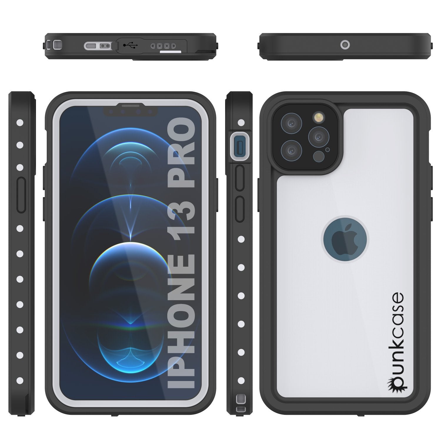 iPhone 13 Pro Waterproof IP68 Case, Punkcase [White] [StudStar Series] [Slim Fit] [Dirtproof]