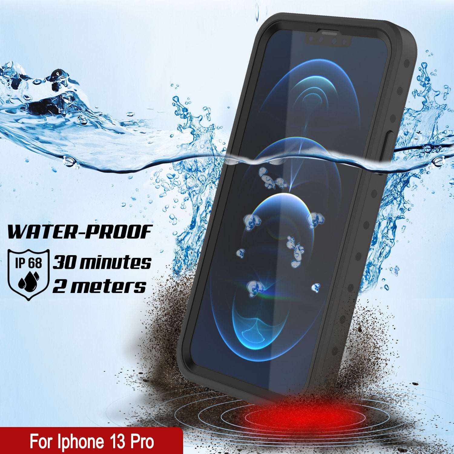 iPhone 13 Pro Waterproof IP68 Case, Punkcase [Clear] [StudStar Series] [Slim Fit] [Dirtproof]