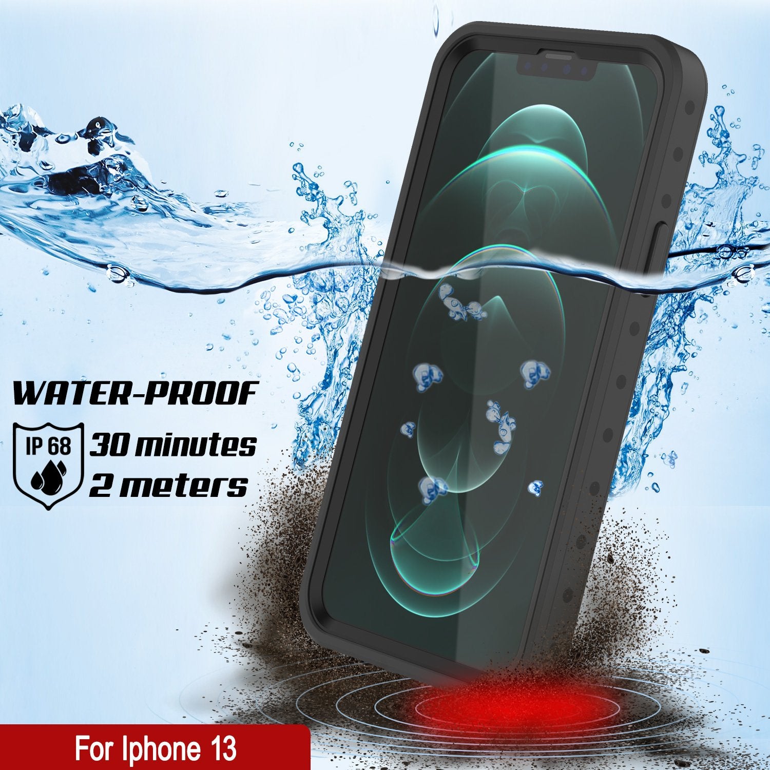 iPhone 13 Waterproof IP68 Case, Punkcase [Clear] [StudStar Series] [Slim Fit] [Dirtproof]