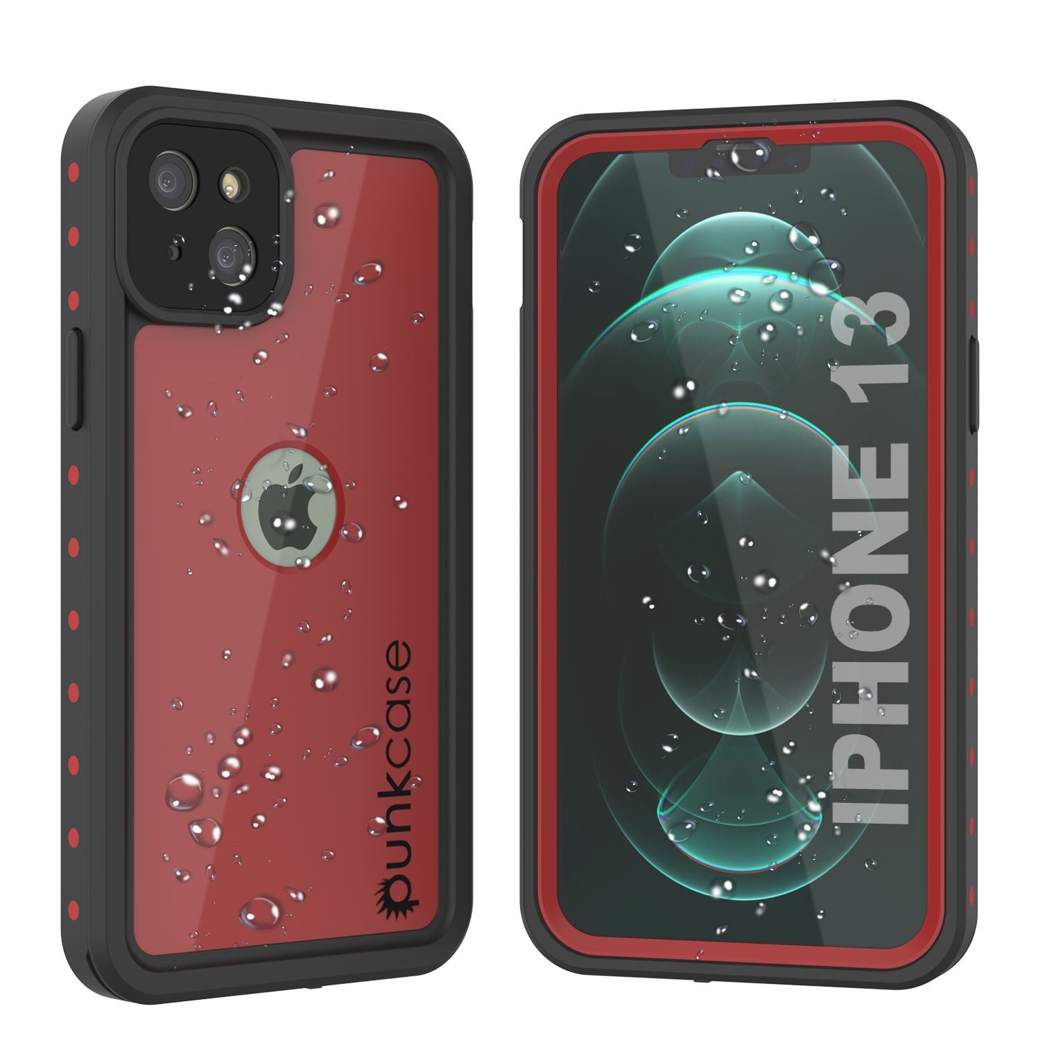 iPhone 13 Waterproof IP68 Case, Punkcase [Red] [StudStar Series] [Slim Fit]