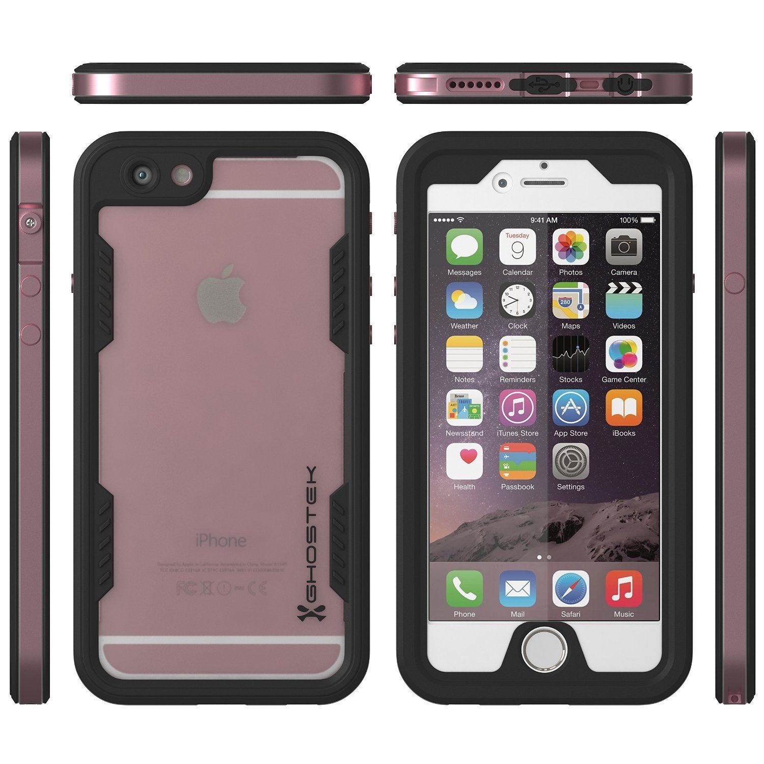 iPhone 6+/6S+ Plus Waterproof Case, Ghostek Atomic 2.0 Pink w/ Attached Screen Protector