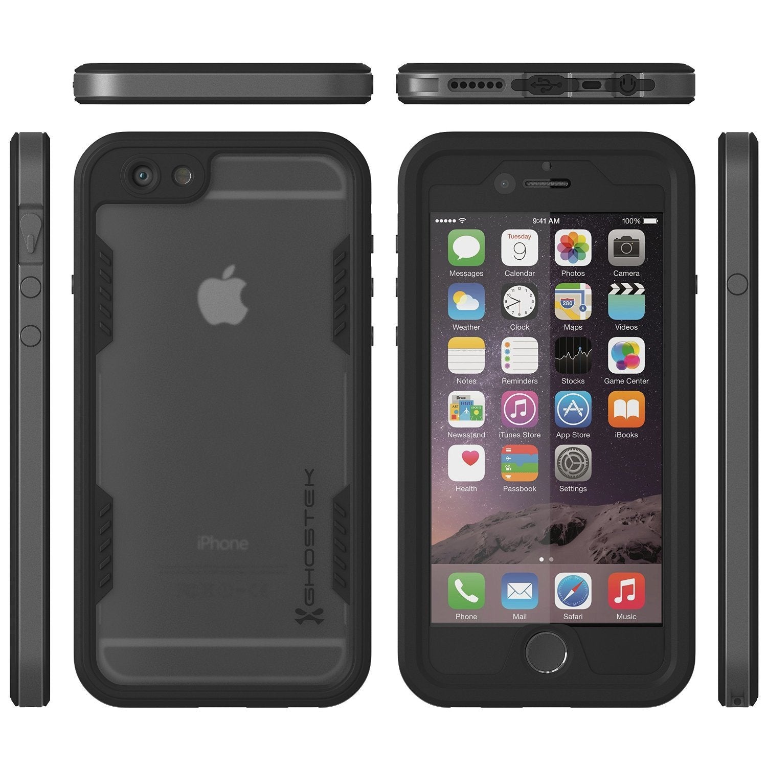 iPhone 6S+/6+ Plus Waterproof Case Ghostek Atomic 2.0 Space Gray w/ Attached Screen Protector | Slim