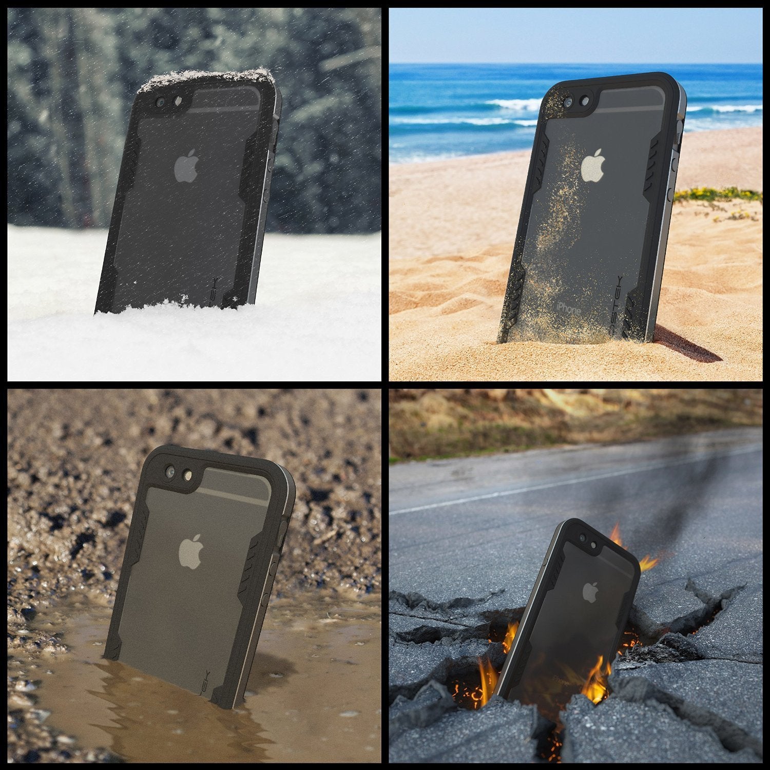 iPhone 6/6S Waterproof Case, Ghostek Atomic 2.0 Space Gray W/ Attached Screen Protector | Slim Fit