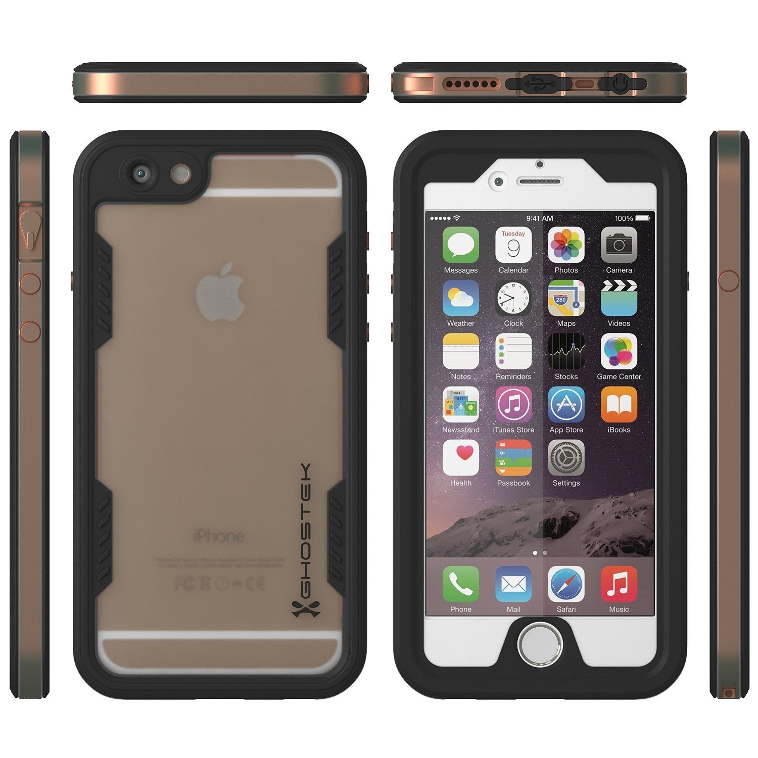 iPhone 6S+/6+ Plus Waterproof Case Ghostek Atomic 2.0 Gold w/ Attached Screen Protector | Slim