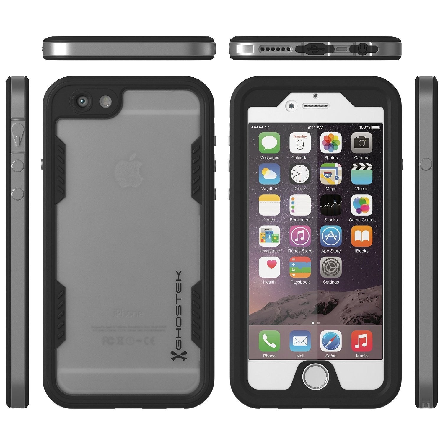 iPhone 6S+/6+ Plus Waterproof Case Ghostek Atomic 2.0 Silver w/ Attached Screen Protector | Slim