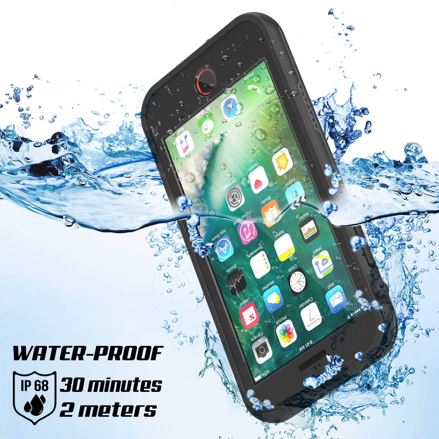 iPhone 7 Waterproof Case, Punkcase SpikeStar Black Series | Thin Fit 6.6ft Underwater IP68