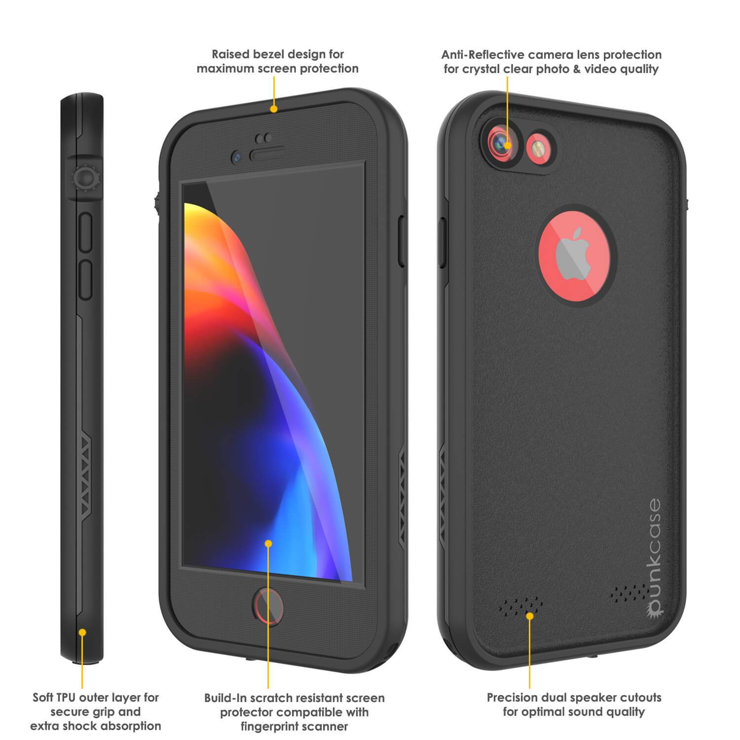 iPhone 7 Waterproof Case, Punkcase SpikeStar Black Series | Thin Fit 6.6ft Underwater IP68
