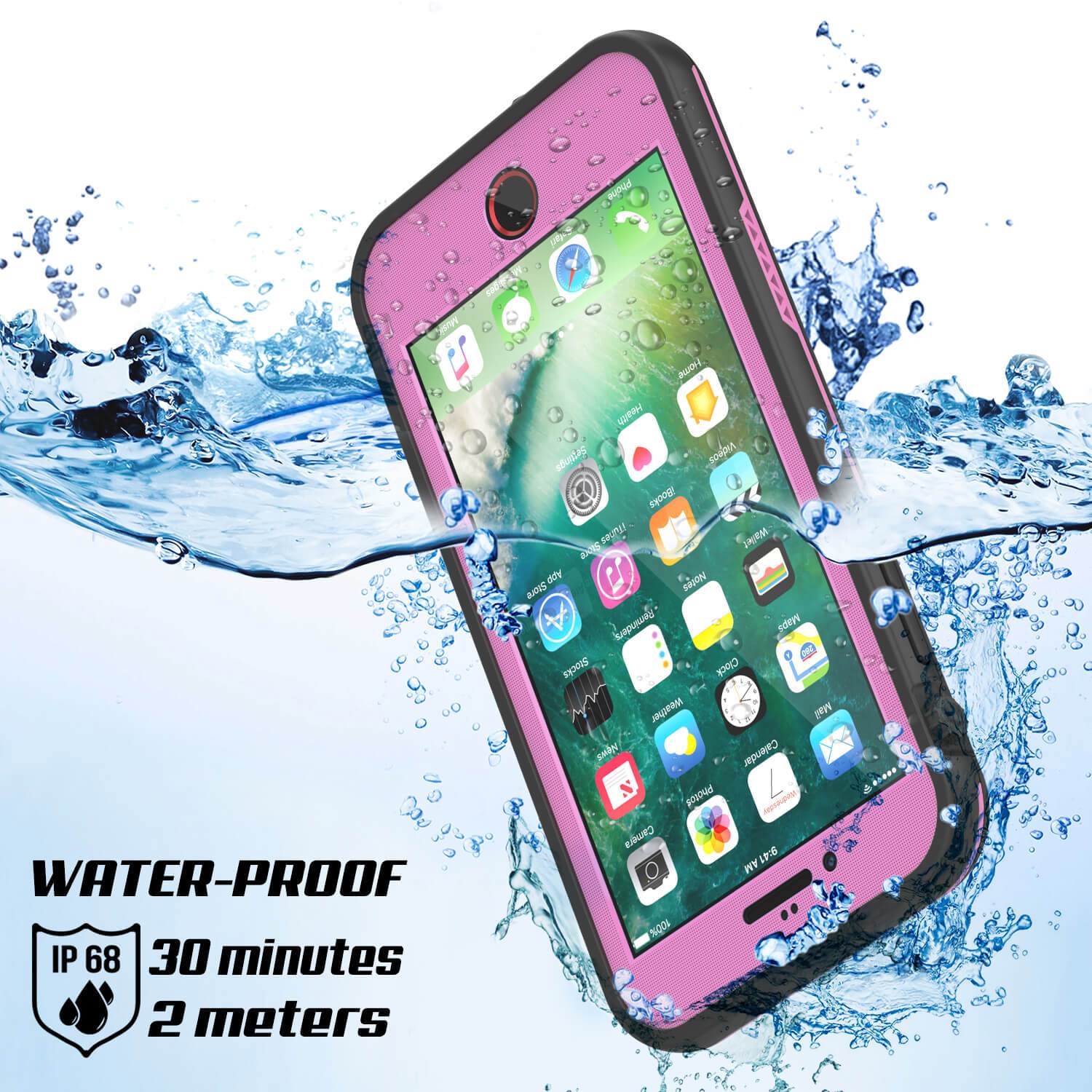 iPhone 7 Waterproof Case, Punkcase SpikeStar Pink Series | Thin Fit 6.6ft Underwater IP68