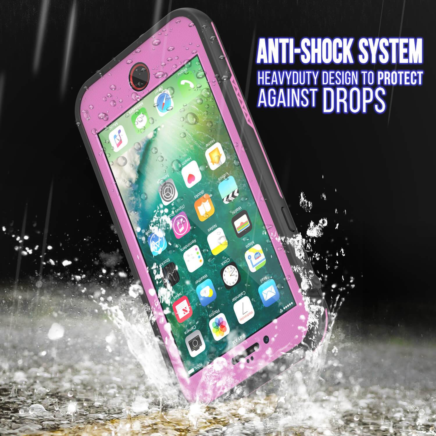 iPhone 7 Waterproof Case, Punkcase SpikeStar Pink Series | Thin Fit 6.6ft Underwater IP68