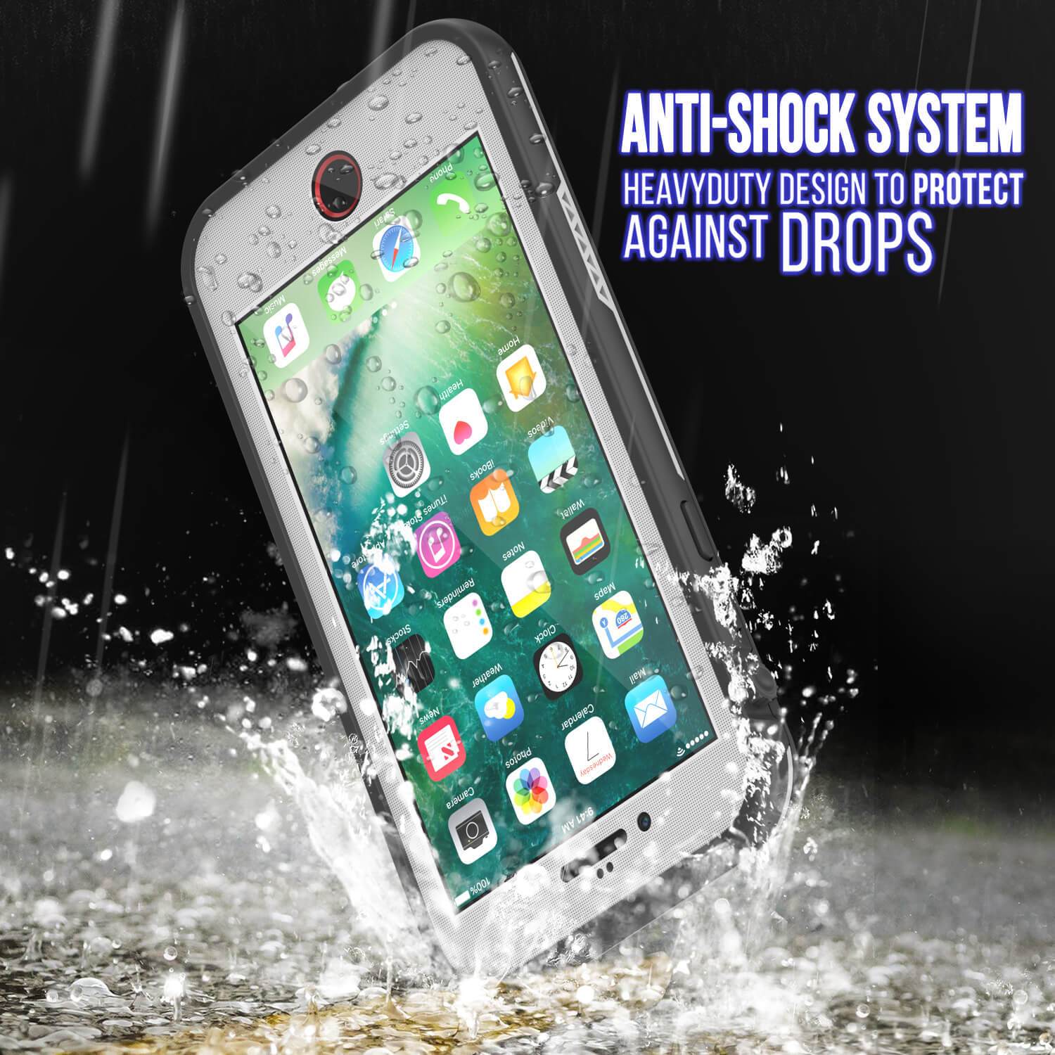 iPhone 7 Waterproof Case, Punkcase SpikeStar White Series | Thin Fit 6.6ft Underwater IP68