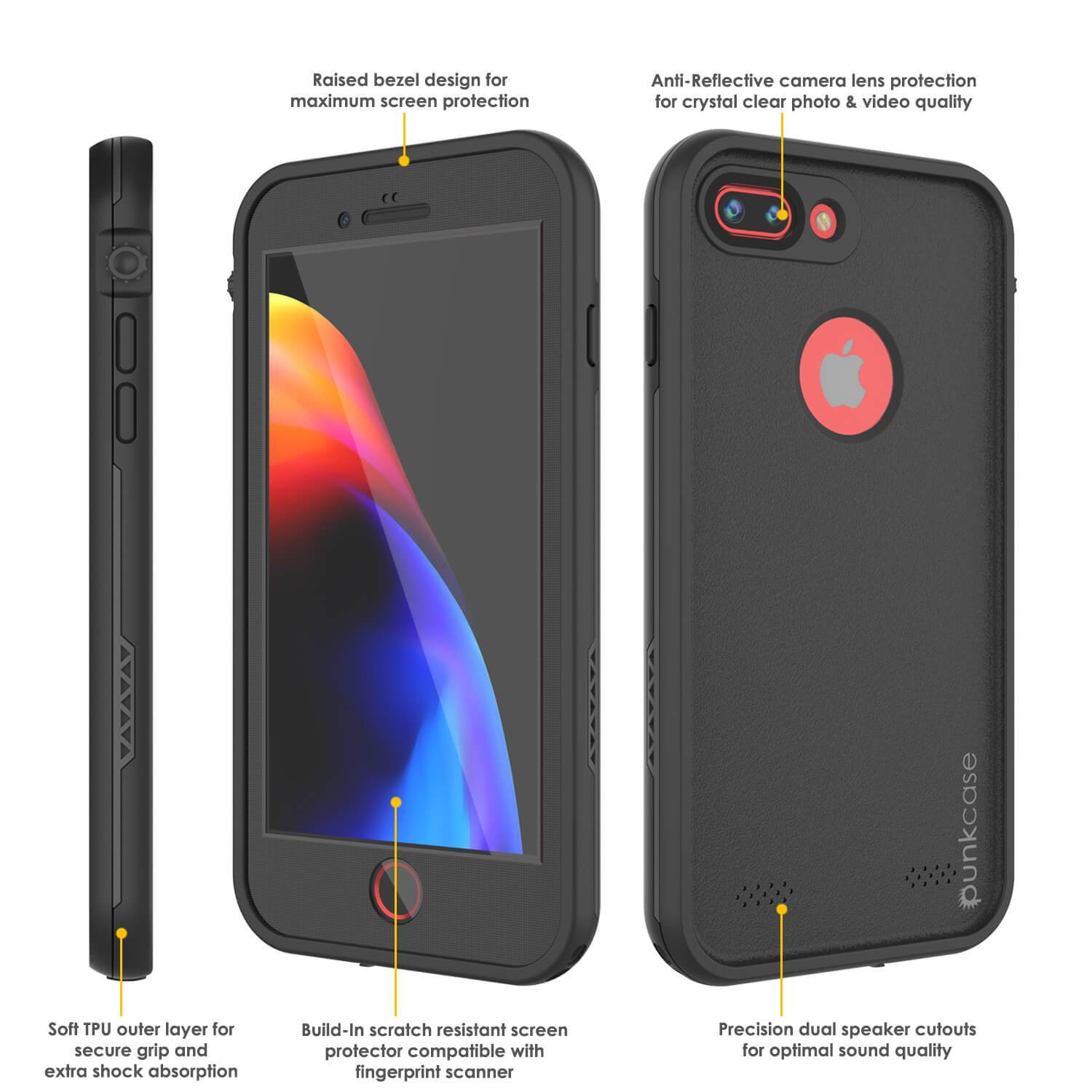 iPhone 8+ Plus Waterproof Case, Punkcase SpikeStar Series [Black]