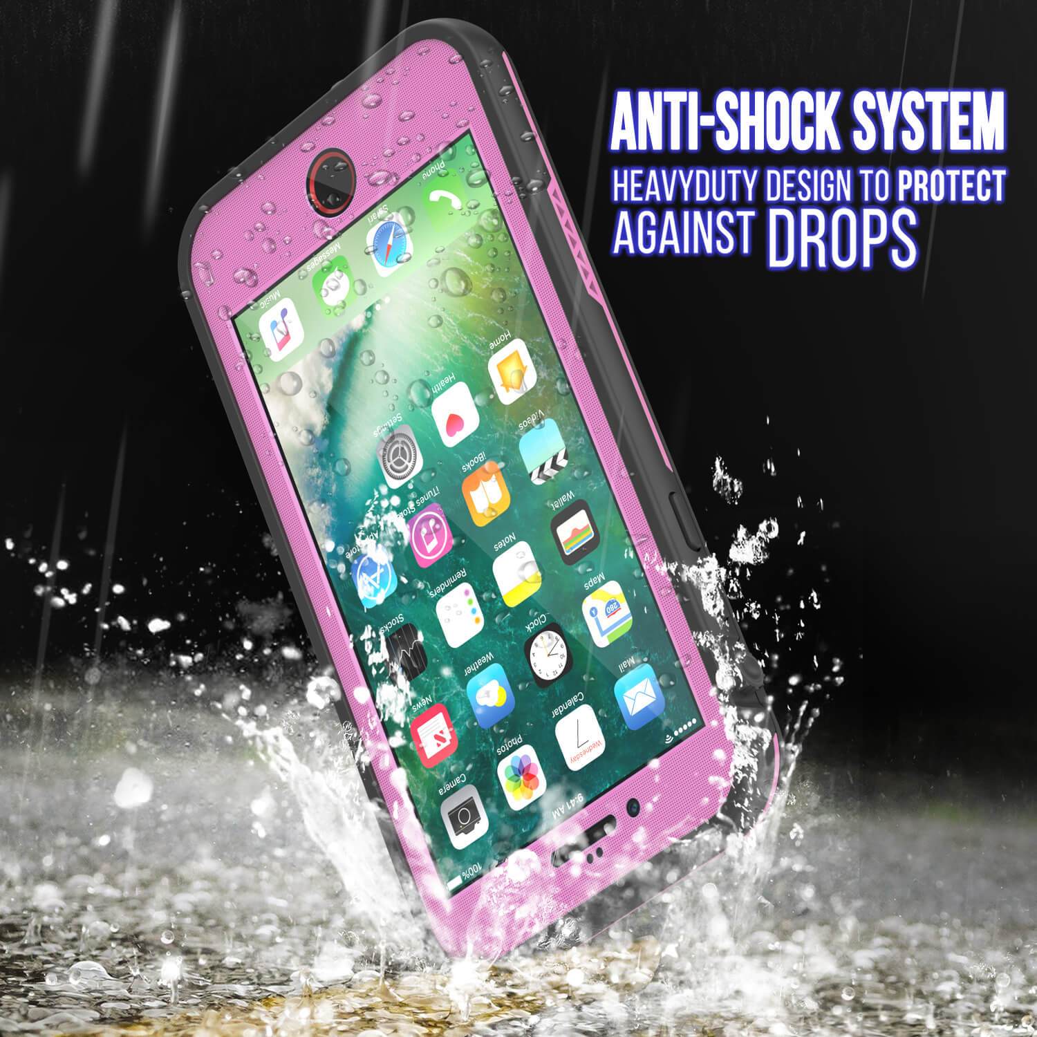 iPhone 8 Plus Waterproof Case, Punkcase SpikeStas Series, PINK