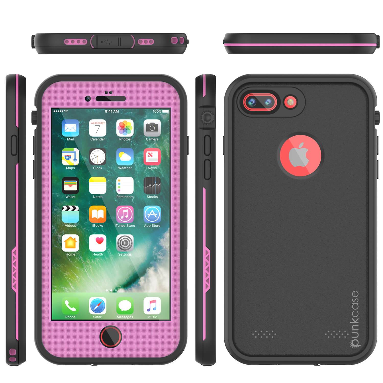 iPhone 8 Plus Waterproof Case, Punkcase SpikeStas Series, PINK