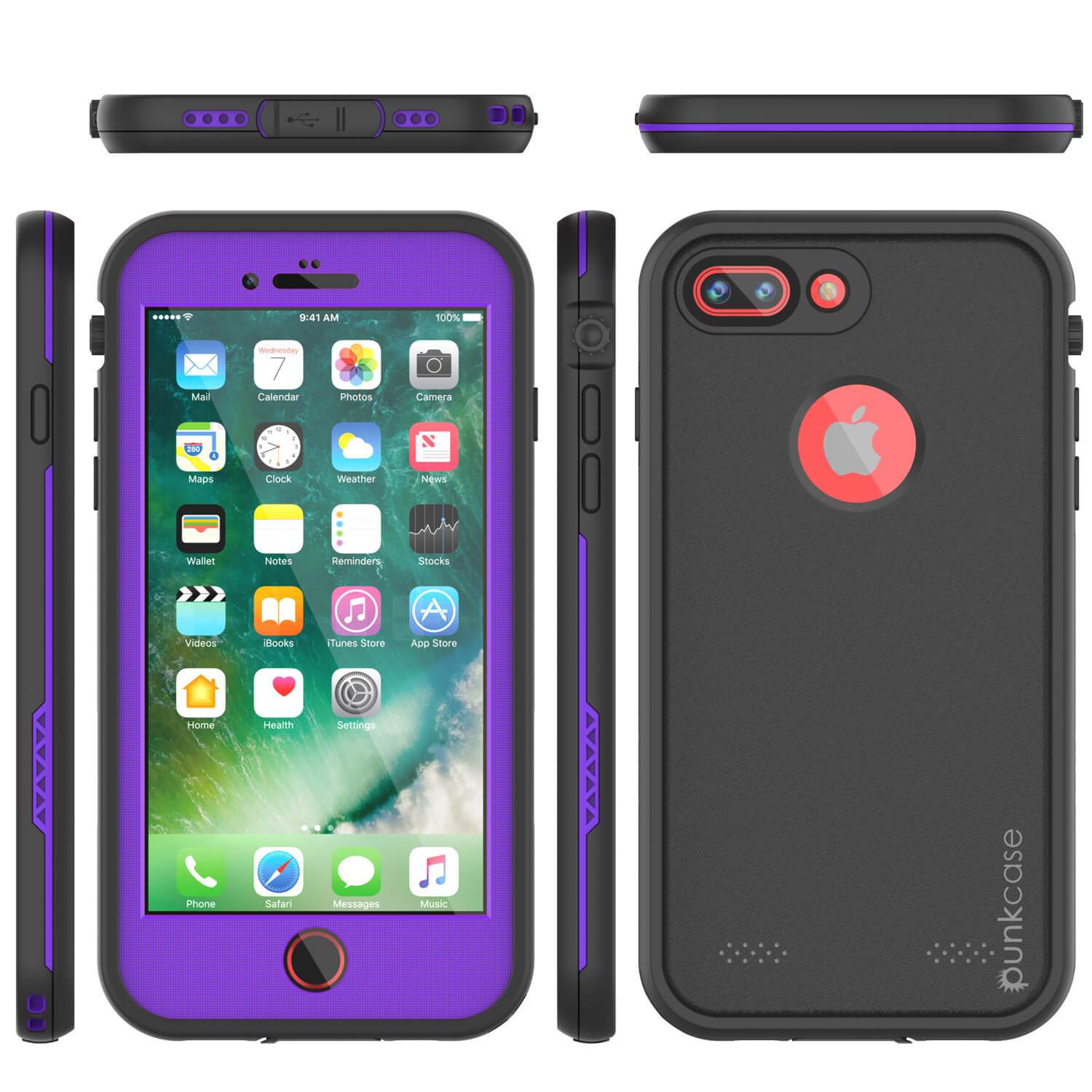 iPhone 8 Plus Waterproof Case, Punkcase SpikeStar Series [Purple]