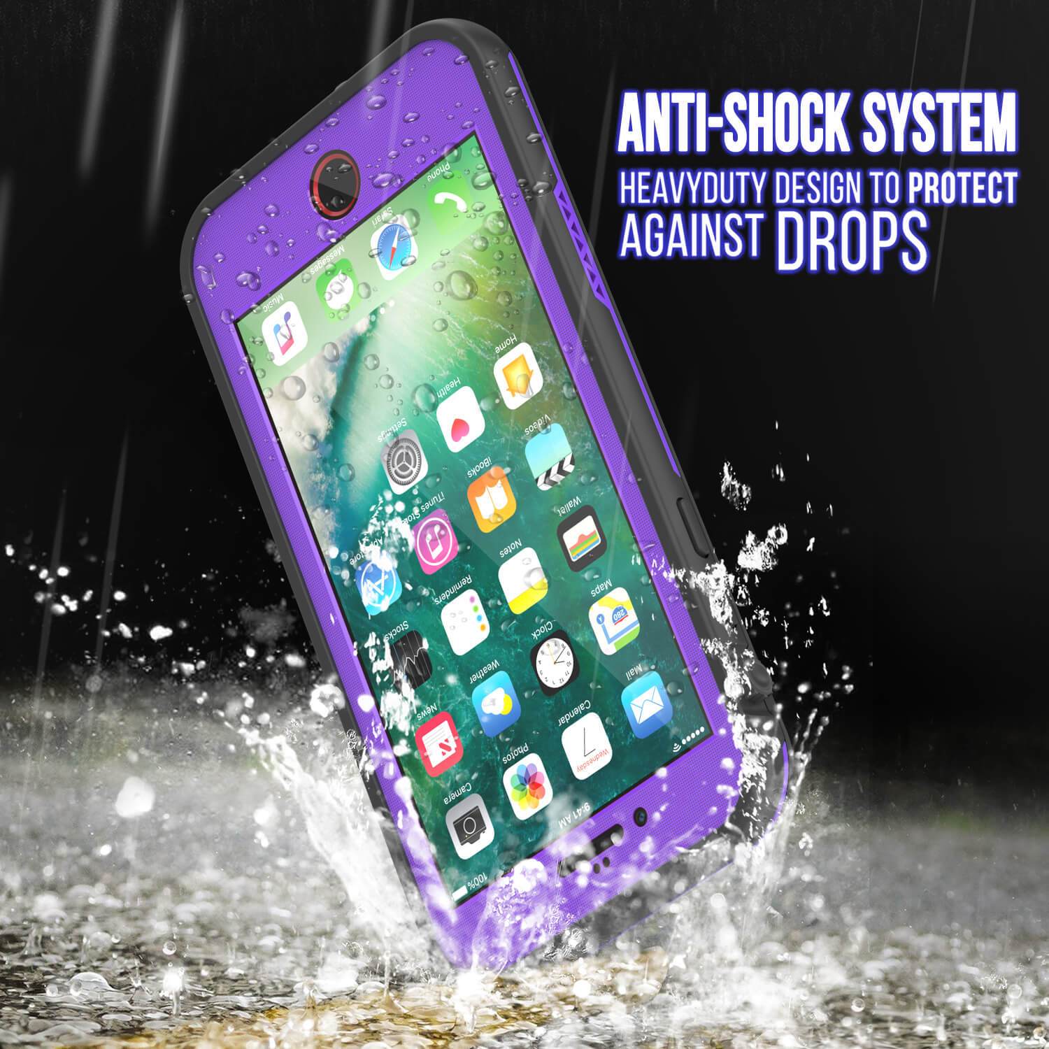 iPhone 8 Plus Waterproof Case, Punkcase SpikeStar Series [Purple]