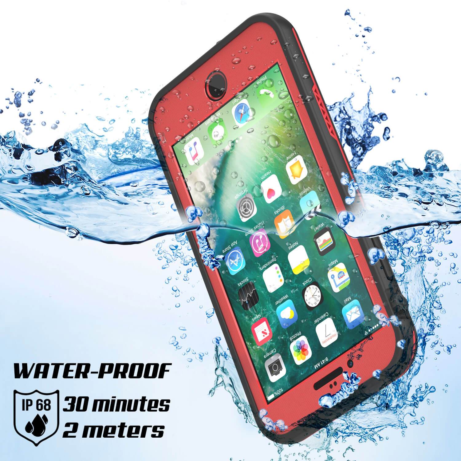 iPhone 8 Plus Waterproof Case, Punkcase SpikeStar Series [Red]