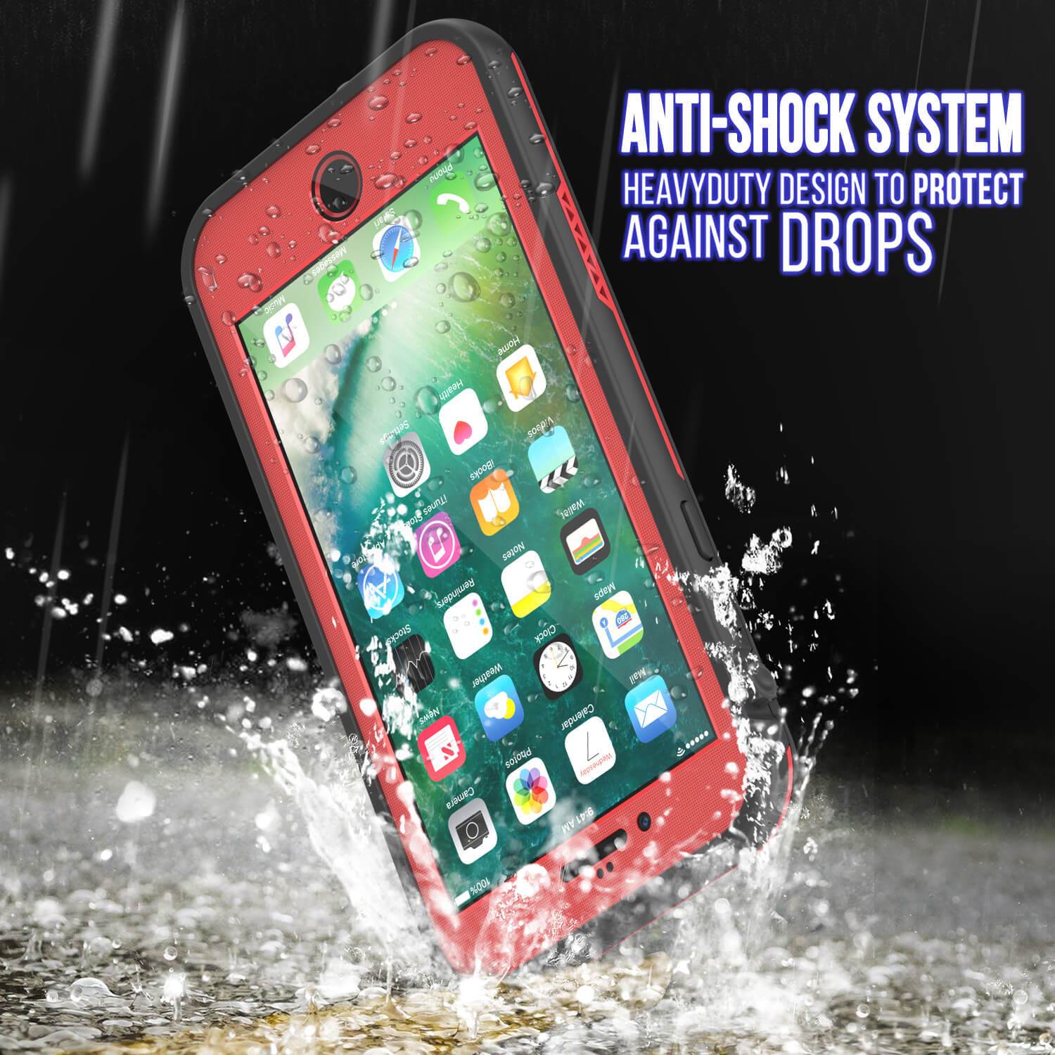 iPhone 8 Plus Waterproof Case, Punkcase SpikeStar Series [Red]