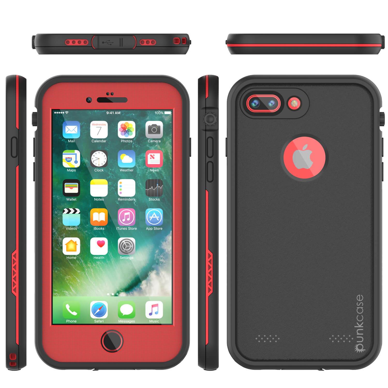iPhone 8 Plus Waterproof Case, Punkcase SpikeStar Series [Red]
