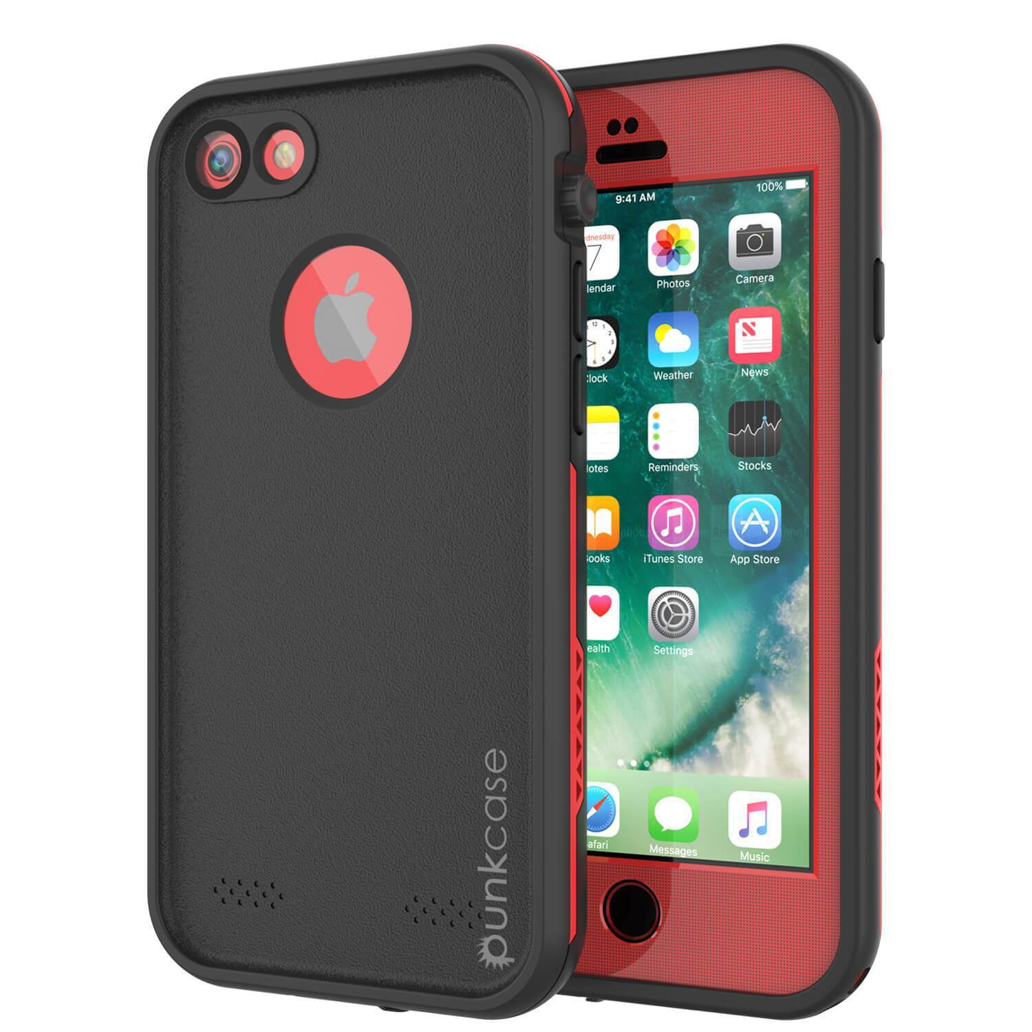 iPhone SE (4.7") Waterproof Case, Punkcase SpikeStar Red Series | Thin Fit 6.6ft Underwater IP68