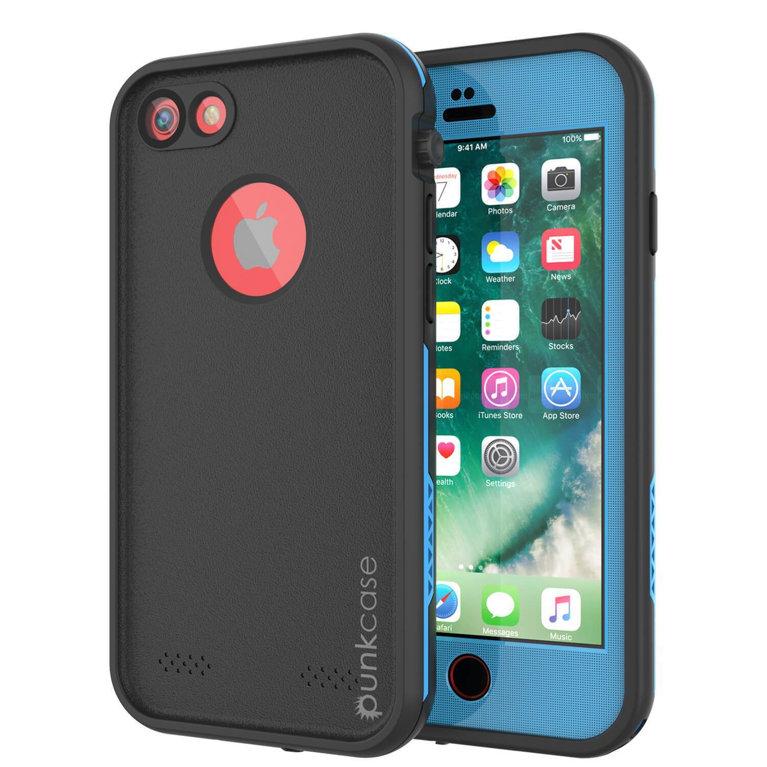 iPhone SE (4.7") Waterproof Case, Punkcase SpikeStar Light-Blue Series | Thin Fit 6.6ft Underwater IP68