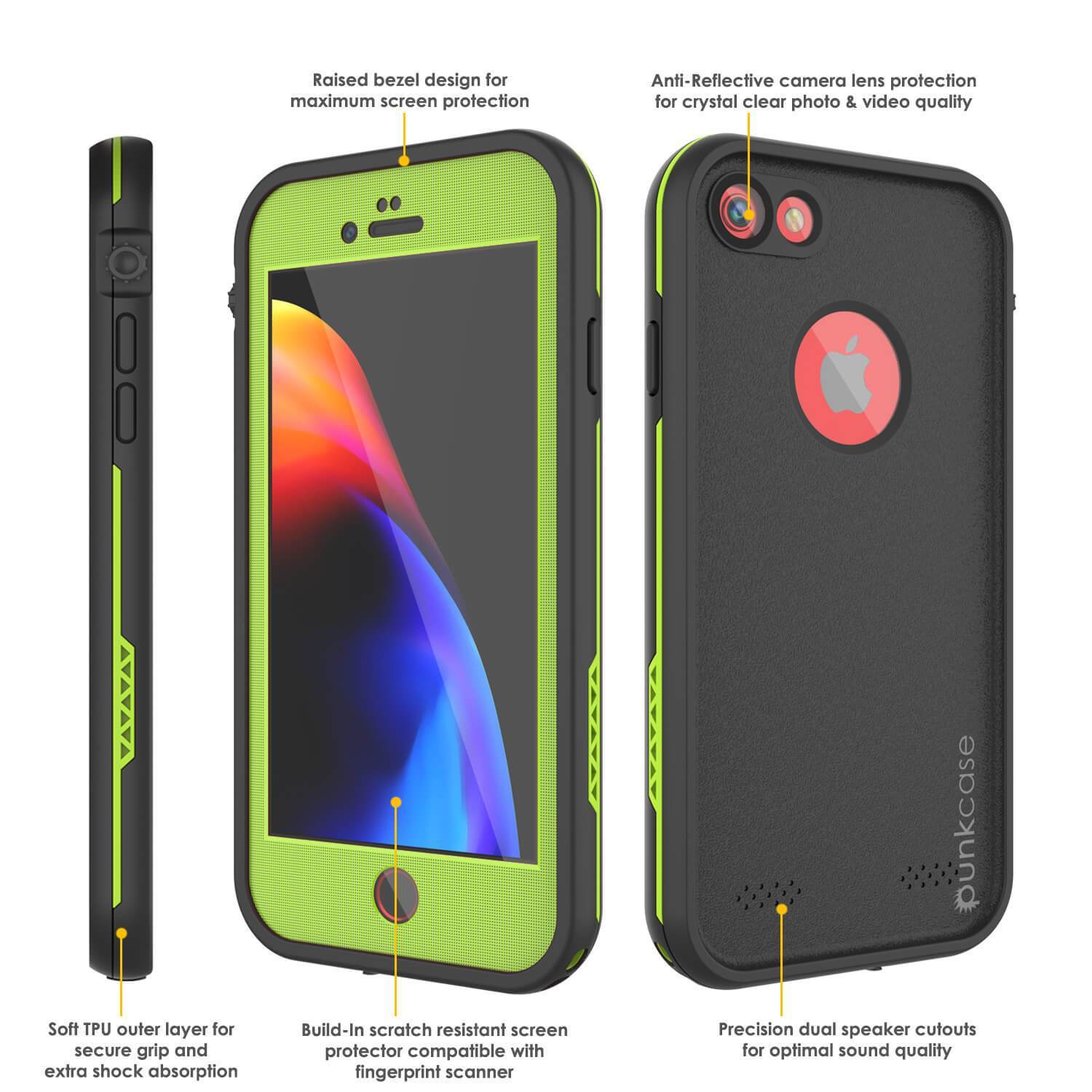 iPhone SE (4.7") Waterproof Case, Punkcase SpikeStar Light-Green Series | Thin Fit 6.6ft Underwater IP68