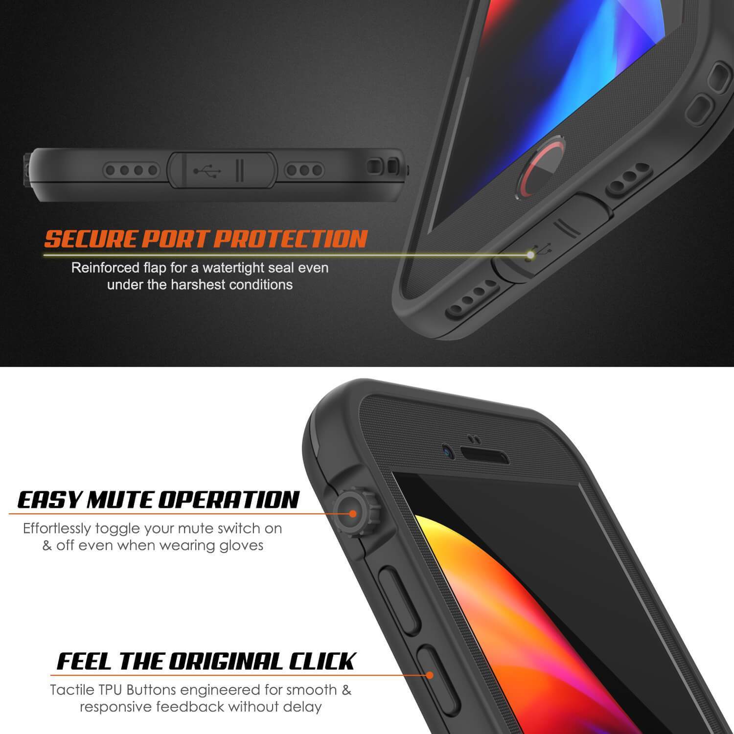 iPhone SE (4.7") Waterproof Case, Punkcase SpikeStar Black Series | Thin Fit 6.6ft Underwater IP68
