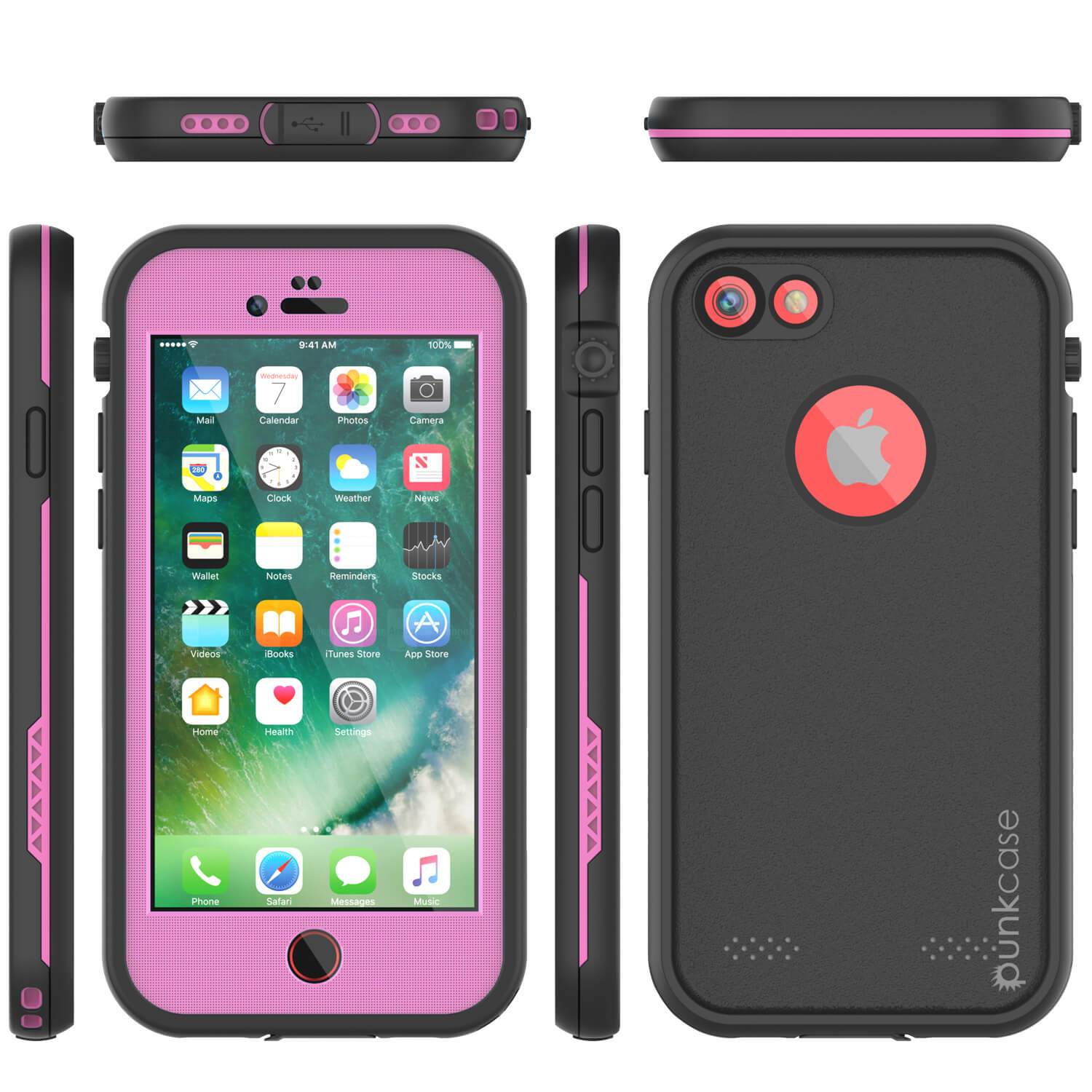 iPhone 8 Waterproof Case, Punkcase SpikeStar Pink Series | Thin Fit 6.6ft Underwater IP68