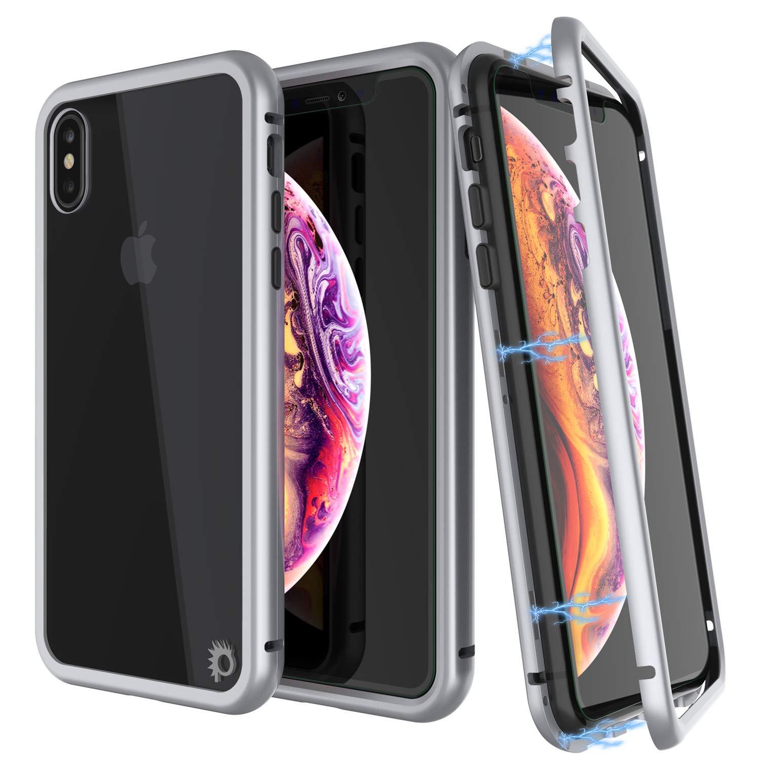 iPhone XS Case, Punkcase Magnetic Shield Protective TPU Cover W/ Tempered Glass Screen Protector [Silver]