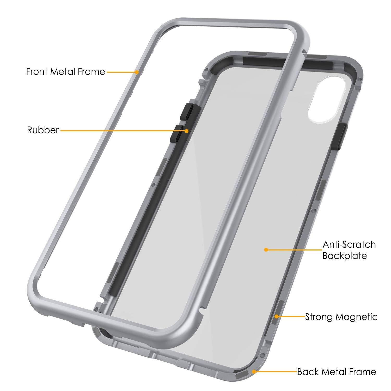 iPhone XS Max Case, Punkcase Magnetic Shield Protective TPU Cover W/ Tempered Glass Screen Protector [Silver]