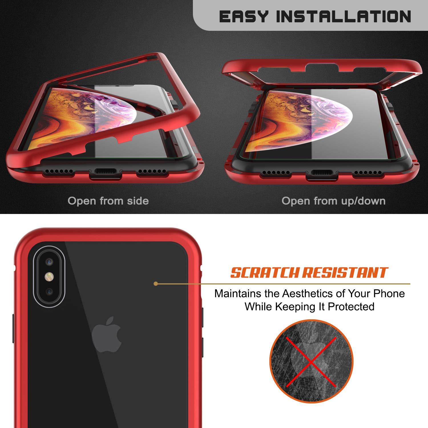 iPhone XS Case, Punkcase Magnetic Shield Protective TPU Cover W/ Tempered Glass Screen Protector [Red]