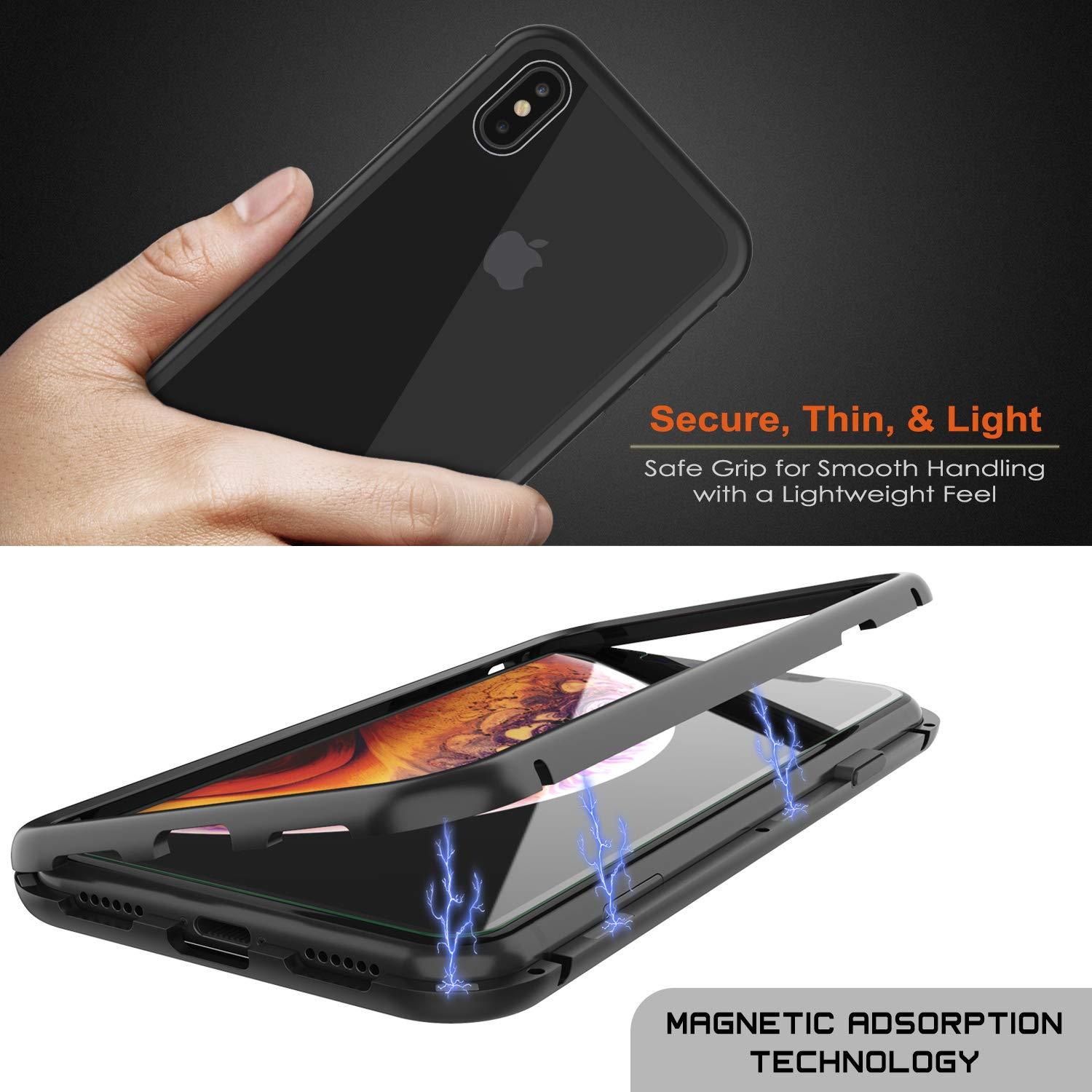 iPhone XS Case, Punkcase Magnetic Shield Protective TPU Cover W/ Tempered Glass Screen Protector [Black]