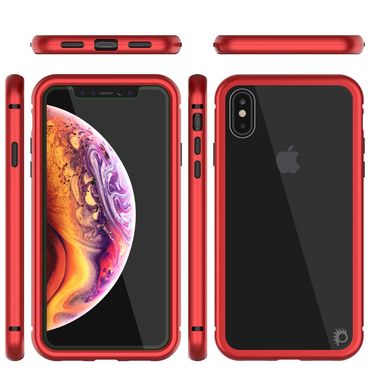 iPhone XS Case, Punkcase Magnetic Shield Protective TPU Cover W/ Tempered Glass Screen Protector [Red]