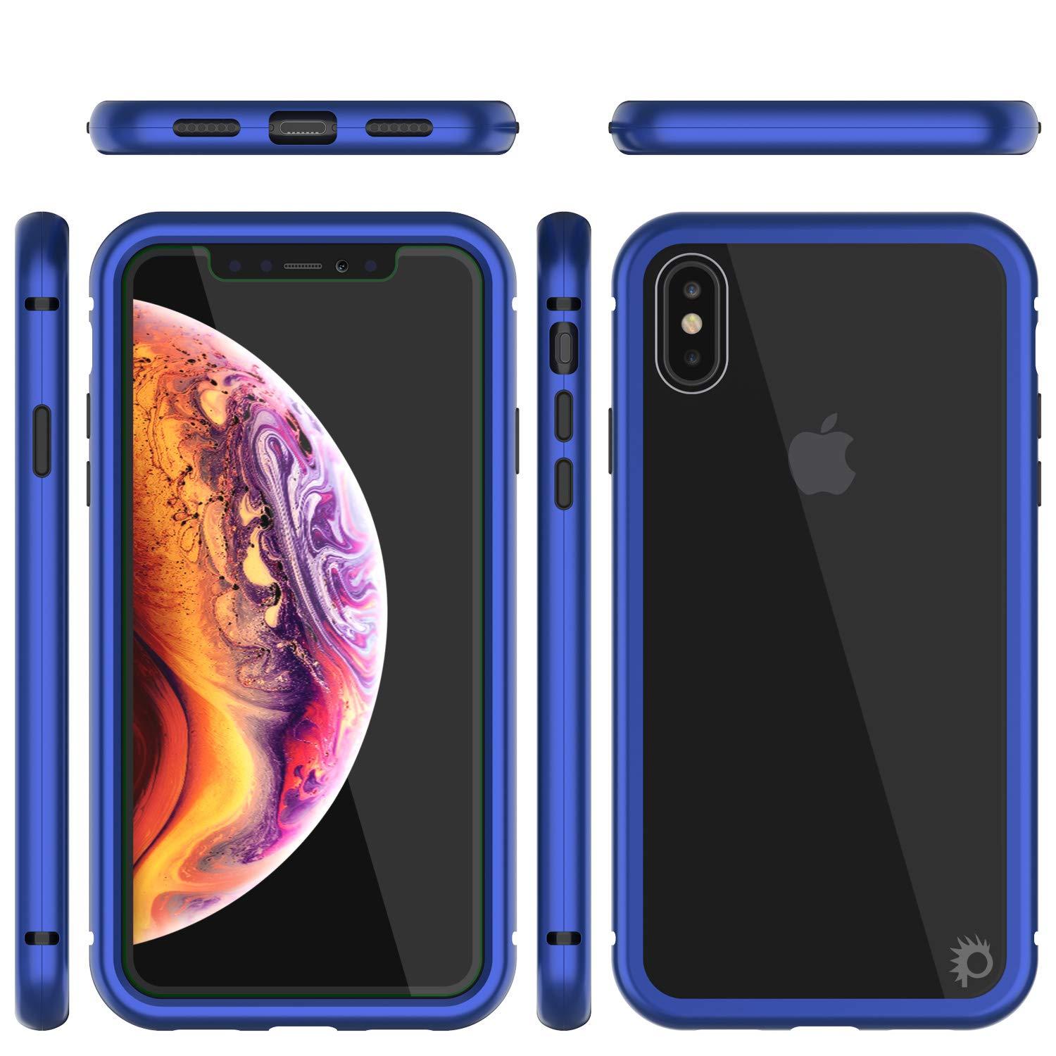 iPhone XS Max Case, Punkcase Magnetic Shield Protective TPU Cover W/ Tempered Glass Screen Protector [Blue]