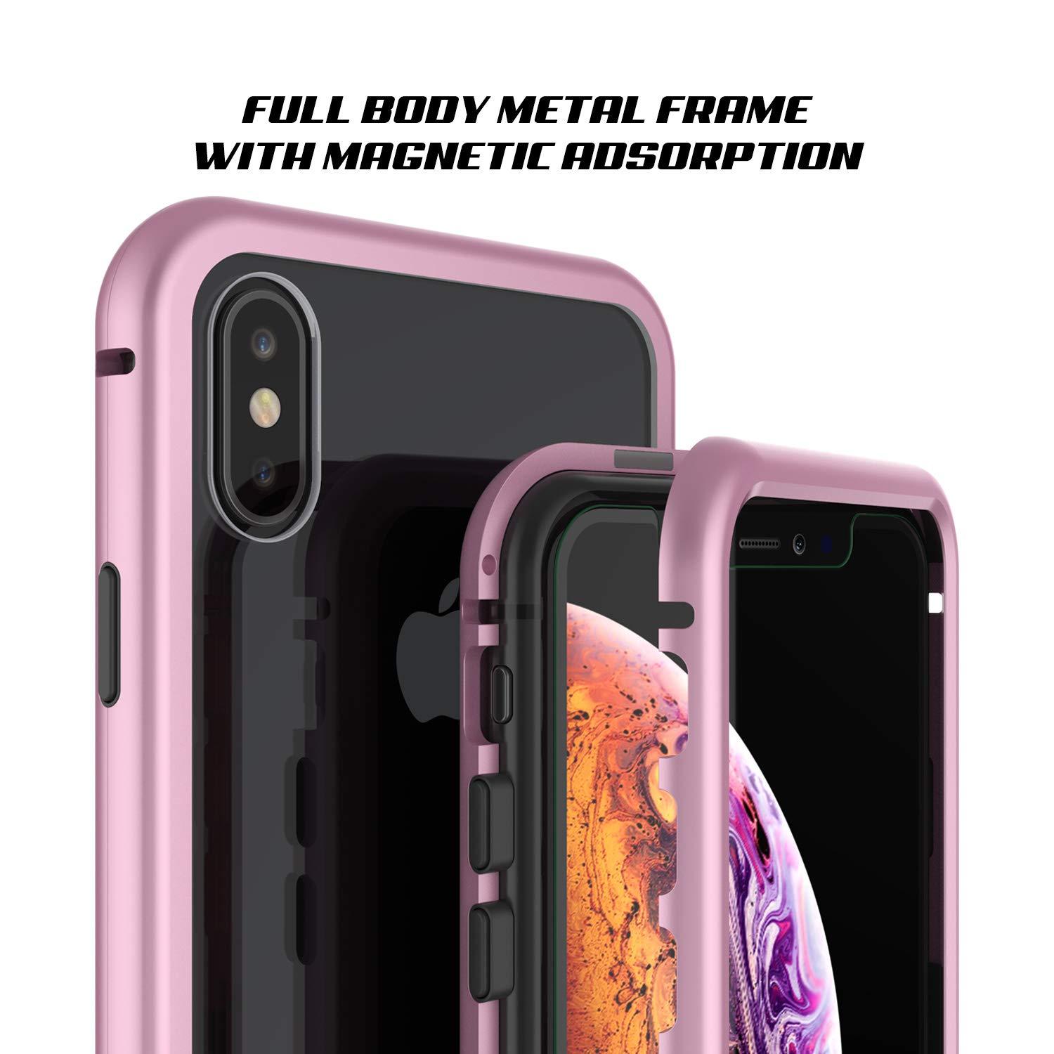 iPhone XS Max Case, Punkcase Magnetic Shield Protective TPU Cover W/ Tempered Glass Screen Protector [Pink]