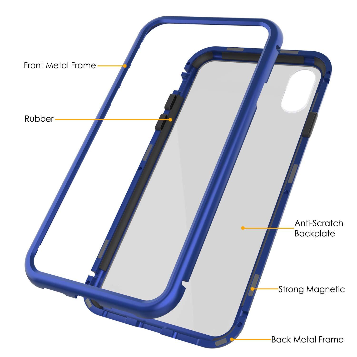 iPhone XS Case, Punkcase Magnetic Shield Protective TPU Cover W/ Tempered Glass Screen Protector [Blue]