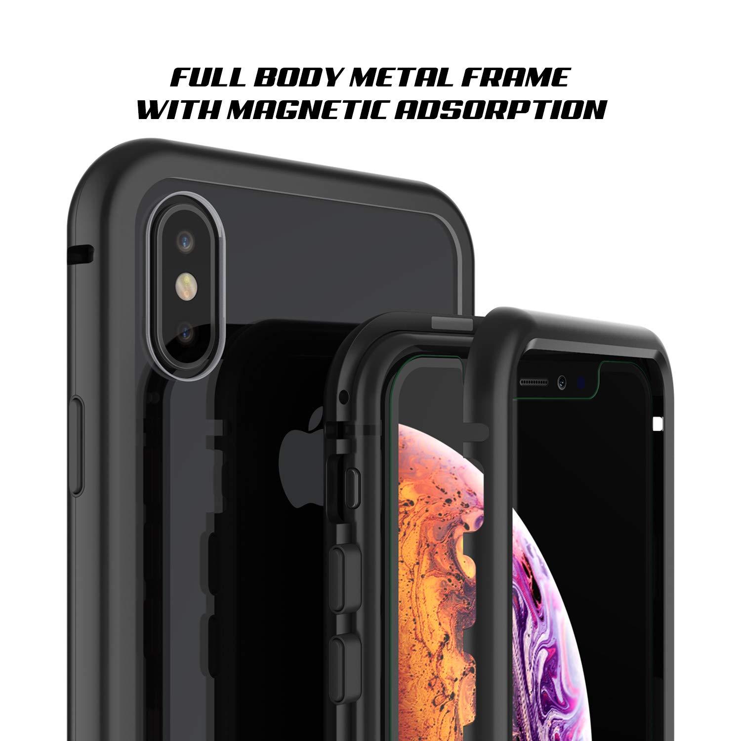 iPhone XS Case, Punkcase Magnetic Shield Protective TPU Cover W/ Tempered Glass Screen Protector [Black]